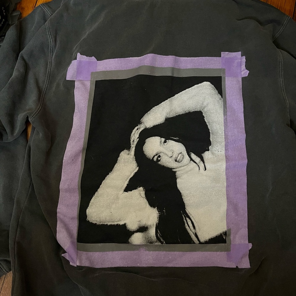 Olivia Rodrigo Tour Hoodie Grey Sweatshirt with Lavender Graphic Frame